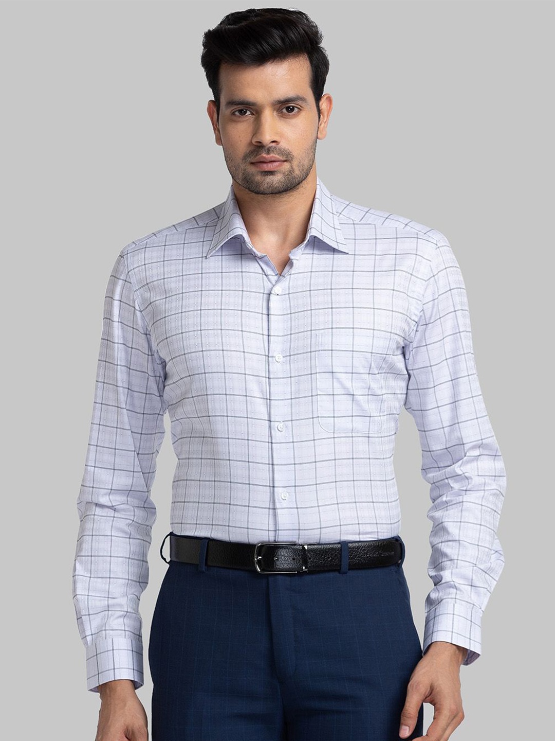 

Raymond Checked Pure Cotton Formal Shirts, Grey
