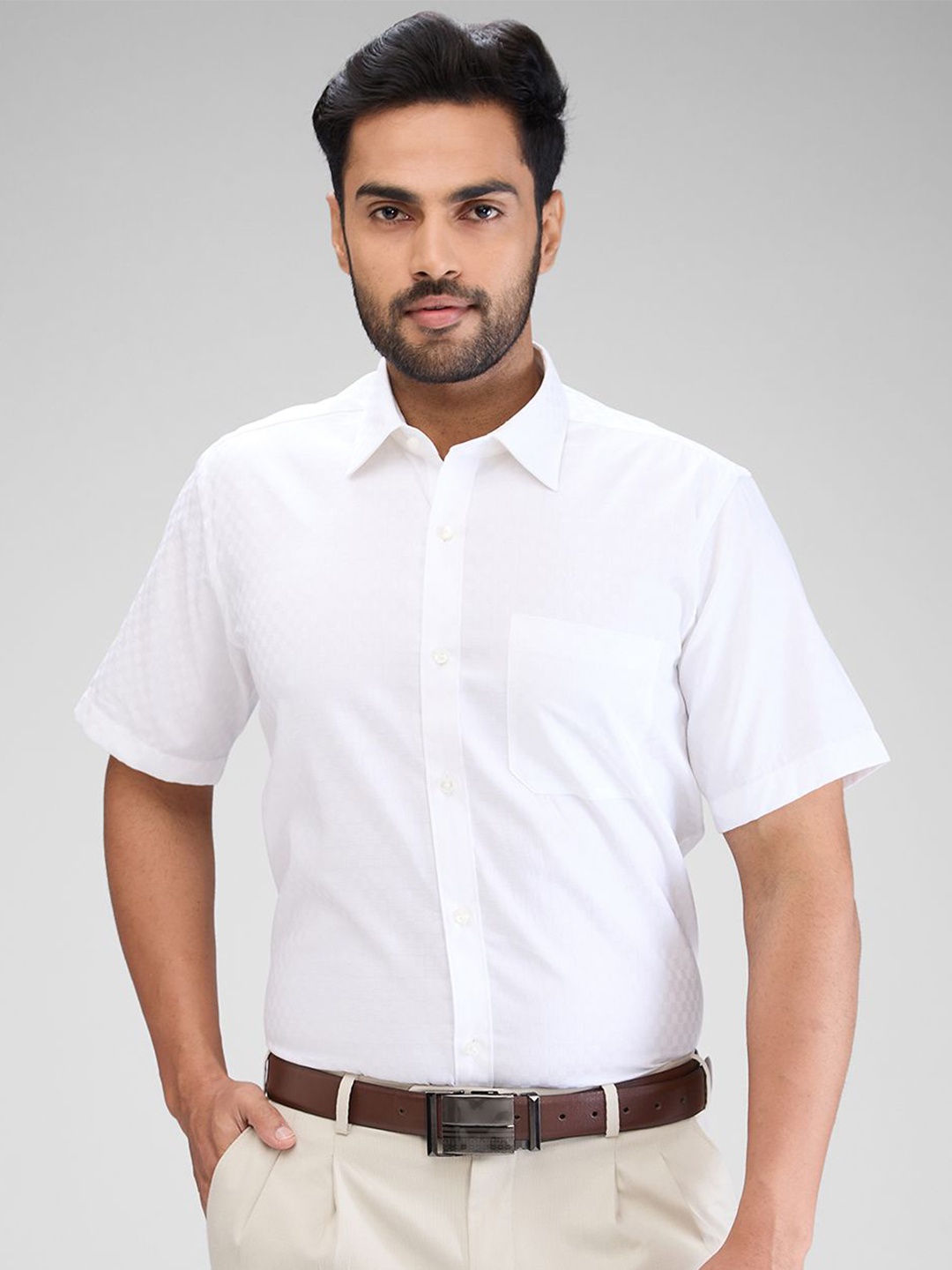 

Raymond Self-Design Pure Cotton Shirt, White