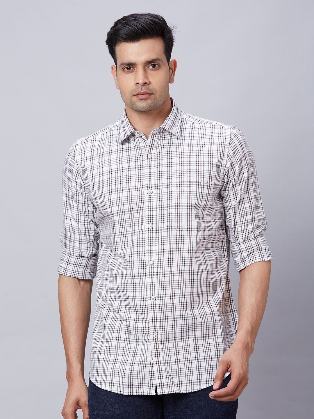 

Raymond Checked Pure Cotton Shirts, Brown