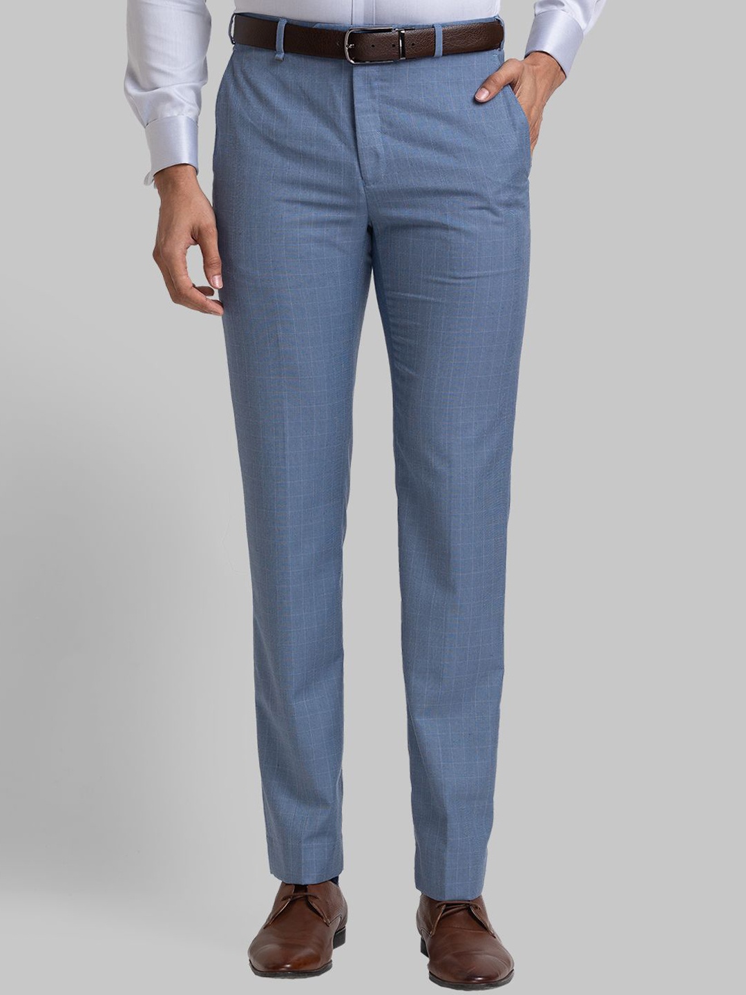 

Raymond Checked Mid-Rise Trouser, Blue