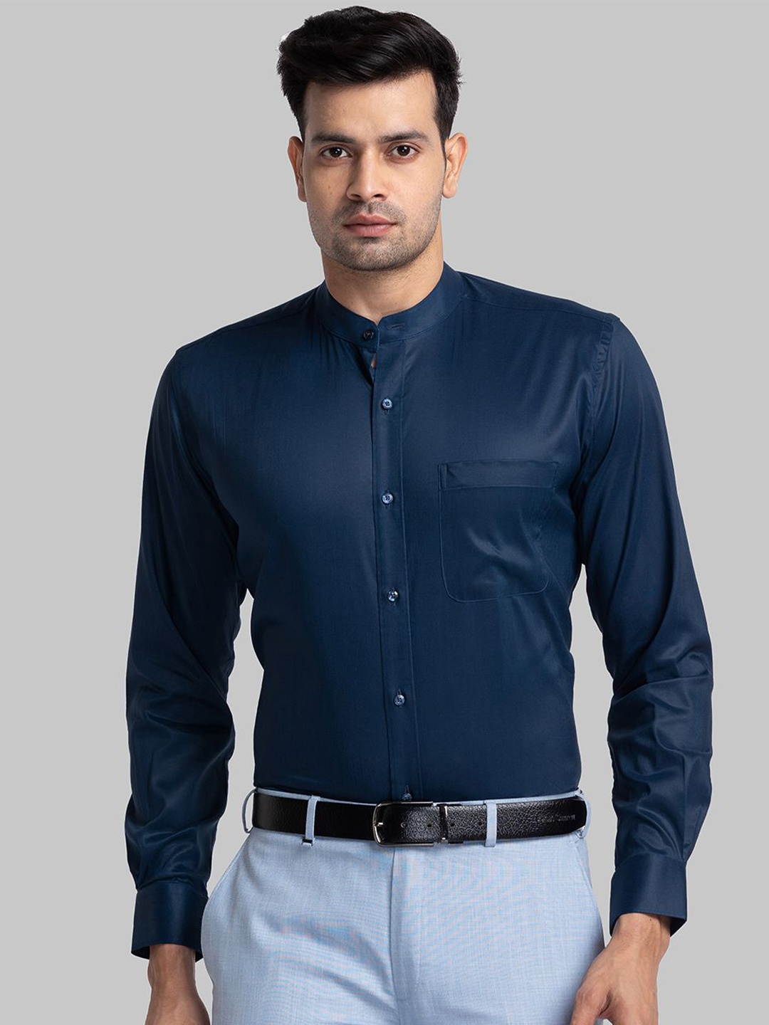 

Raymond Mandarin Collar Shirt, Blue
