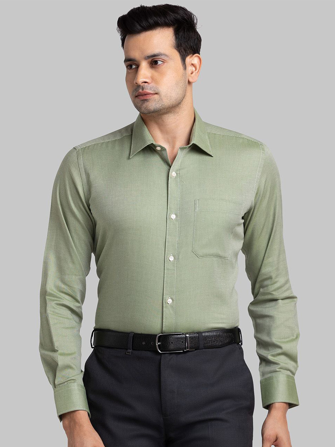 

Raymond Self-Design Pure Cotton Shirt, Green