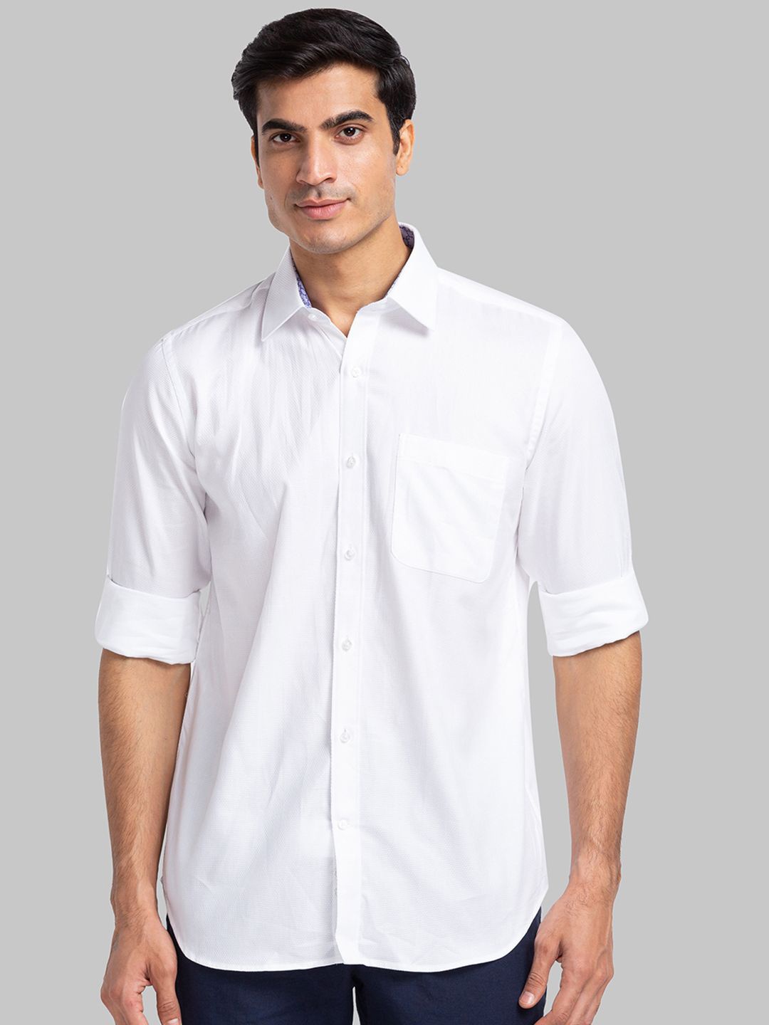 

Raymond Self-Design Cotton Shirt-Collar Shirt, White