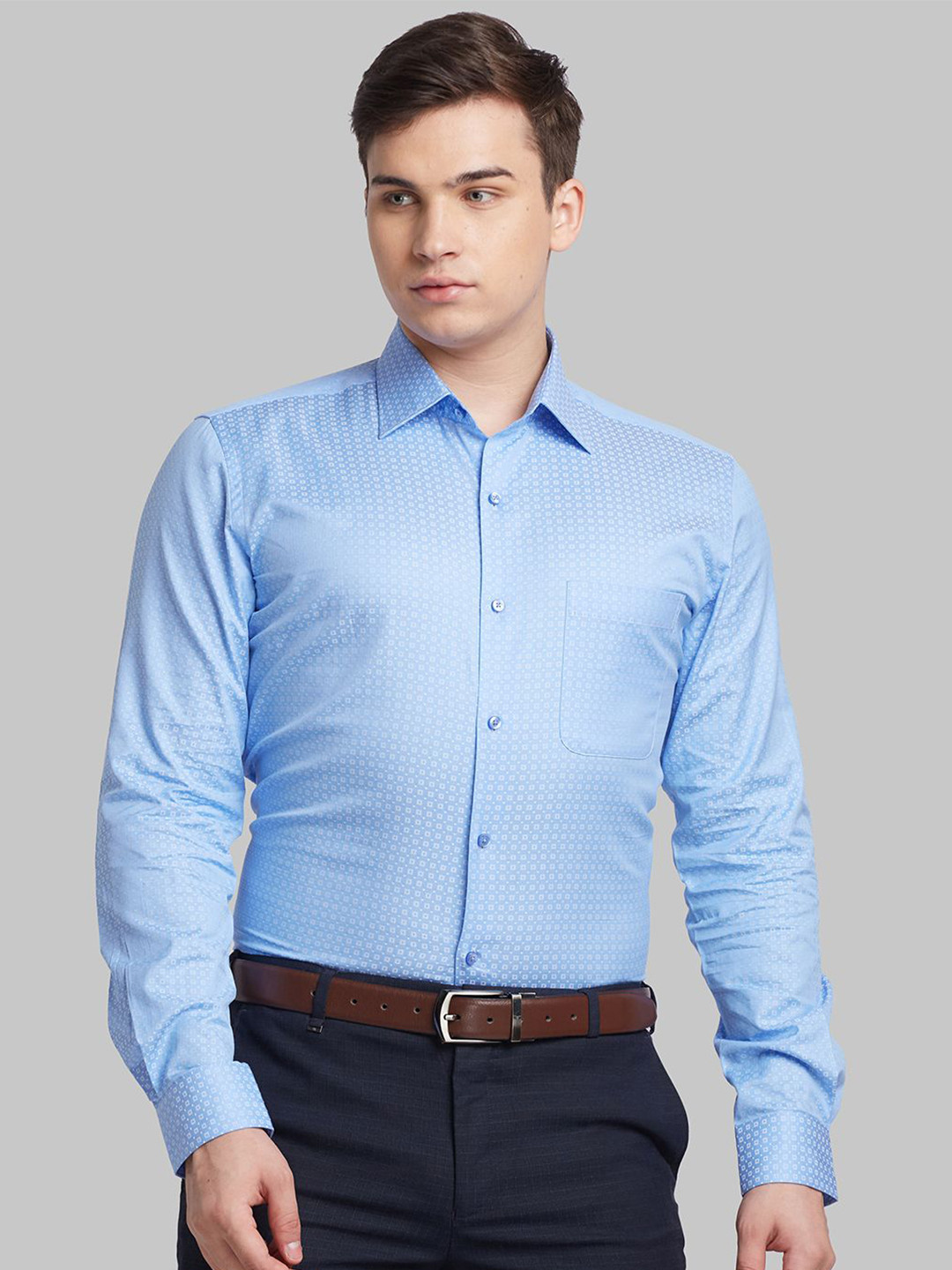 

Raymond Self Designed Pure Cotton Contemporary-Fit Formal Shirt, Blue