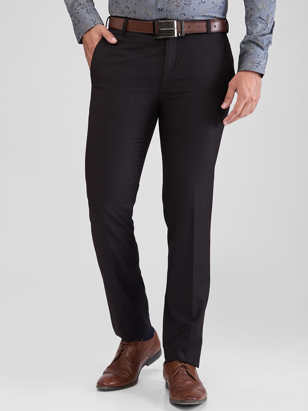 

Raymond Slim-Fit Mid-Rise Trouser, Black