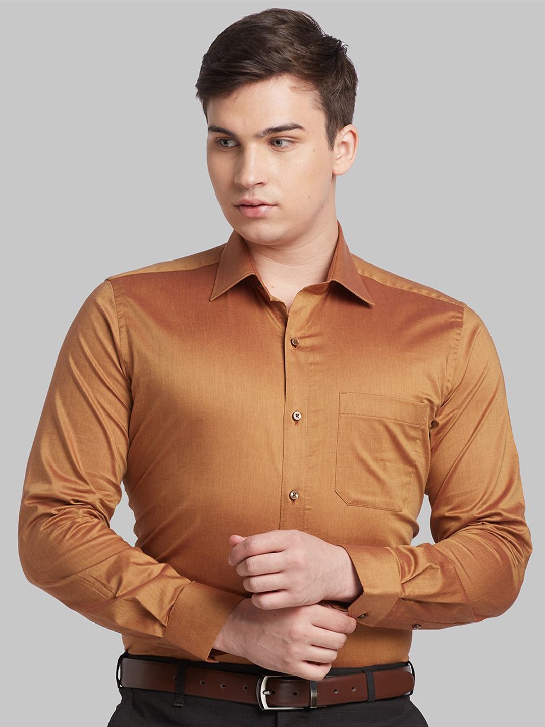 

Raymond Self Designed Pure Cotton Contemporary-Fit Formal Shirt, Brown