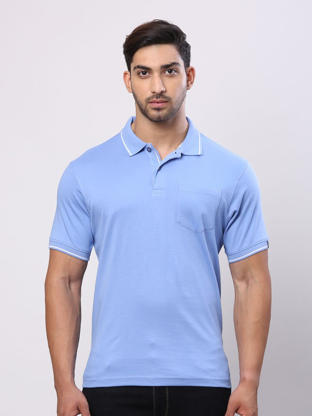 

Raymond Polo Neck Pure Cotton T-shirt, Blue