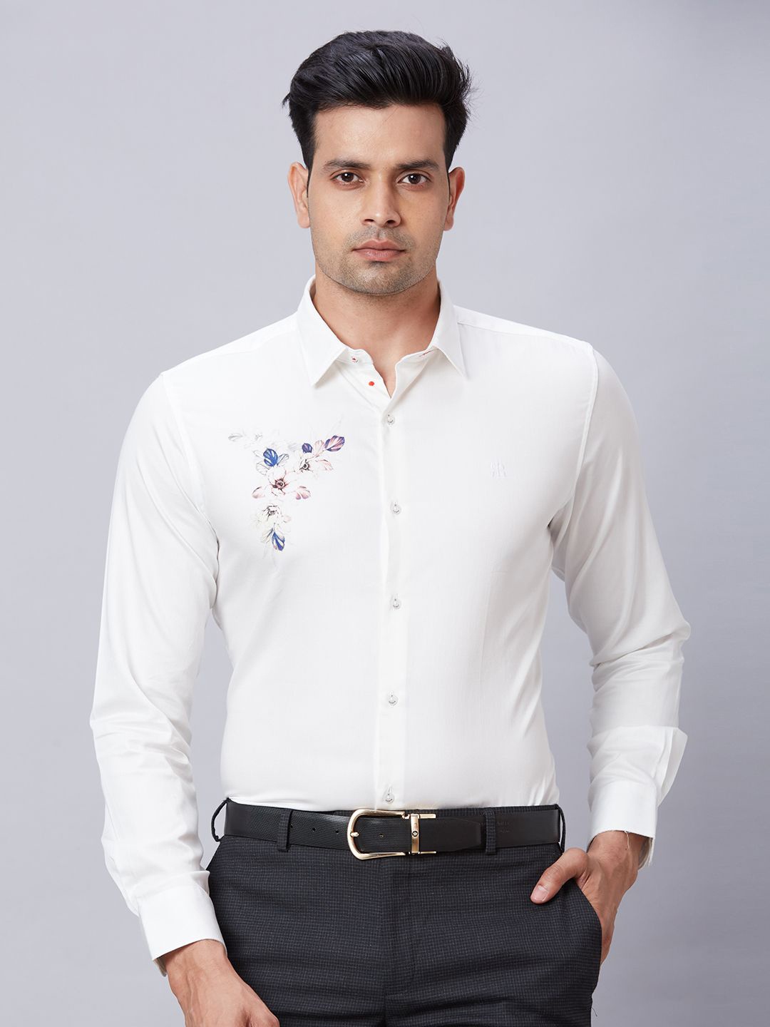 

Raymond Printed Slim-Fit Shirt, White