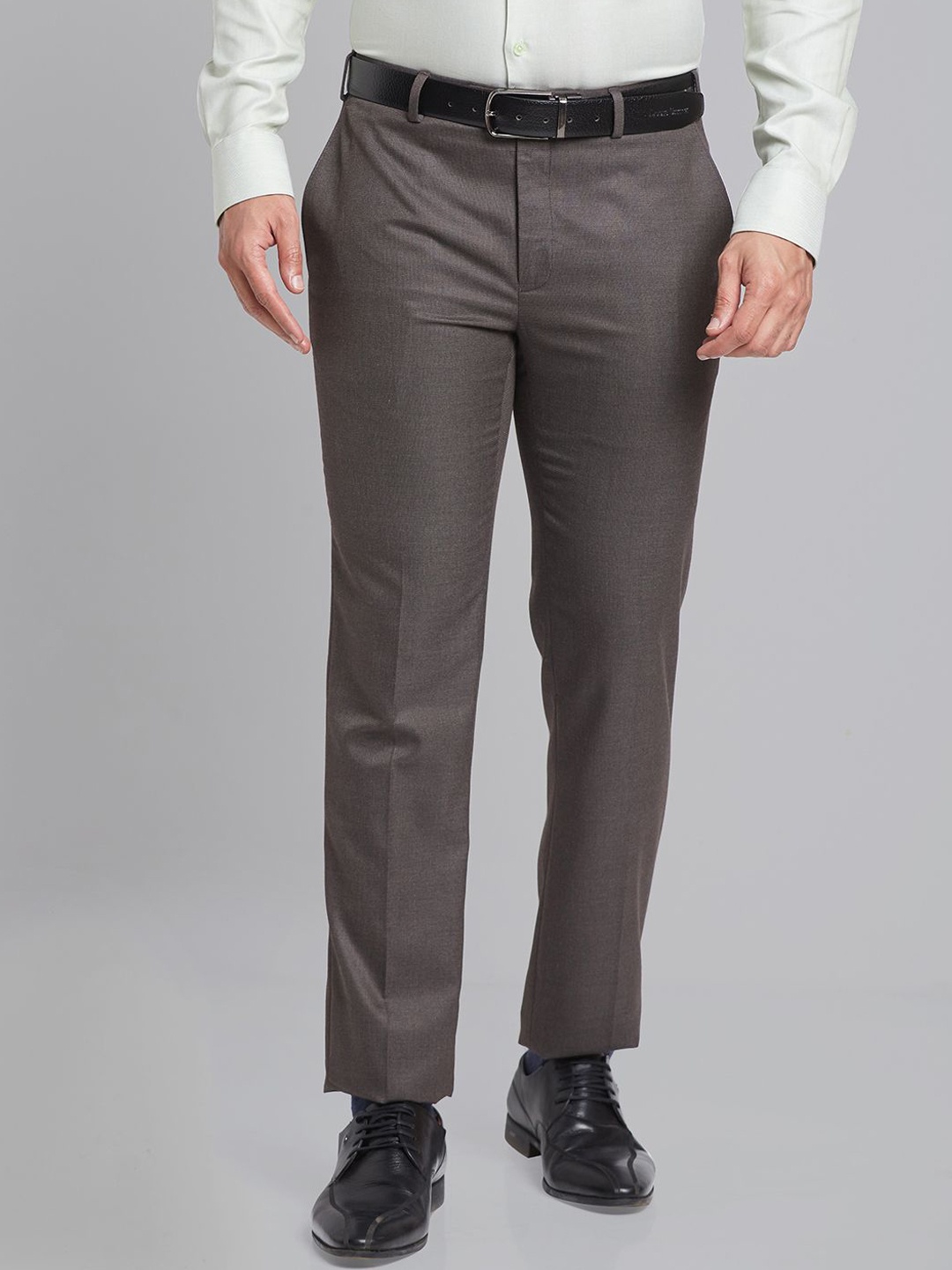 

Raymond Self Design Slim Fit Trouser, Brown