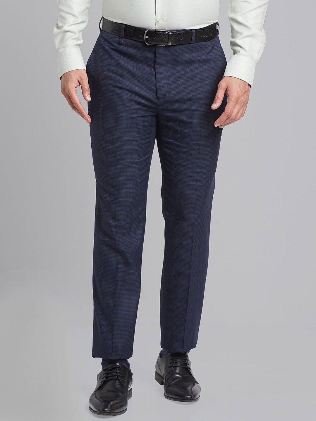 

Raymond Checked Mid-Rise Trouser, Blue