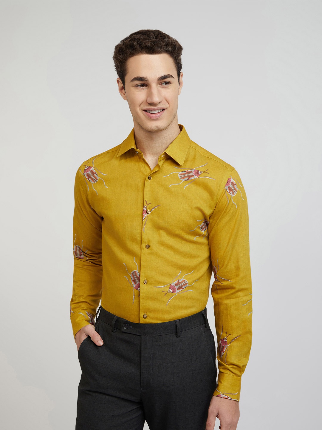 

Raymond Printed Long Sleeves Shirt, Yellow