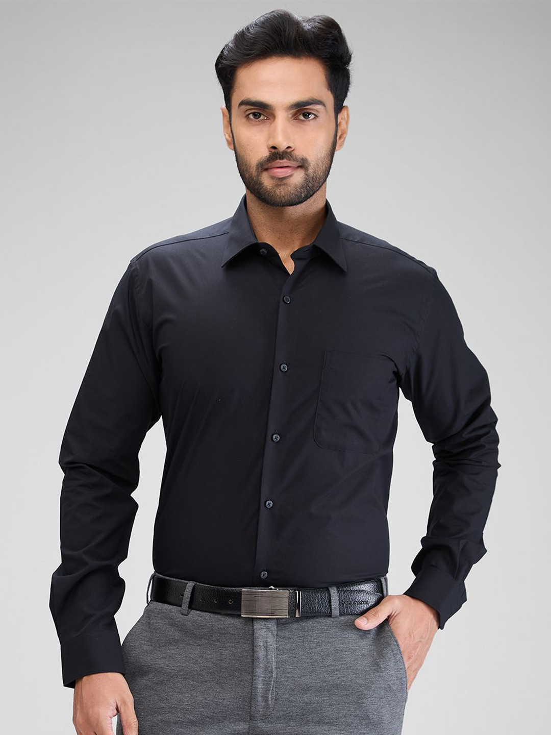 

Raymond Cotton Shirt-Collar Shirt, Black