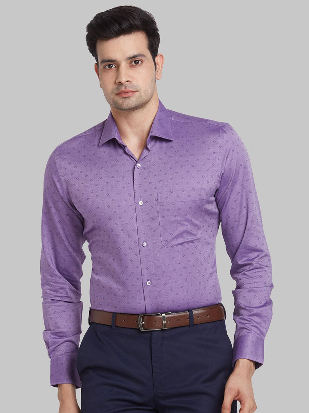 

Raymond Self Designed Cotton Contemporary-Fit Formal Shirt, Violet