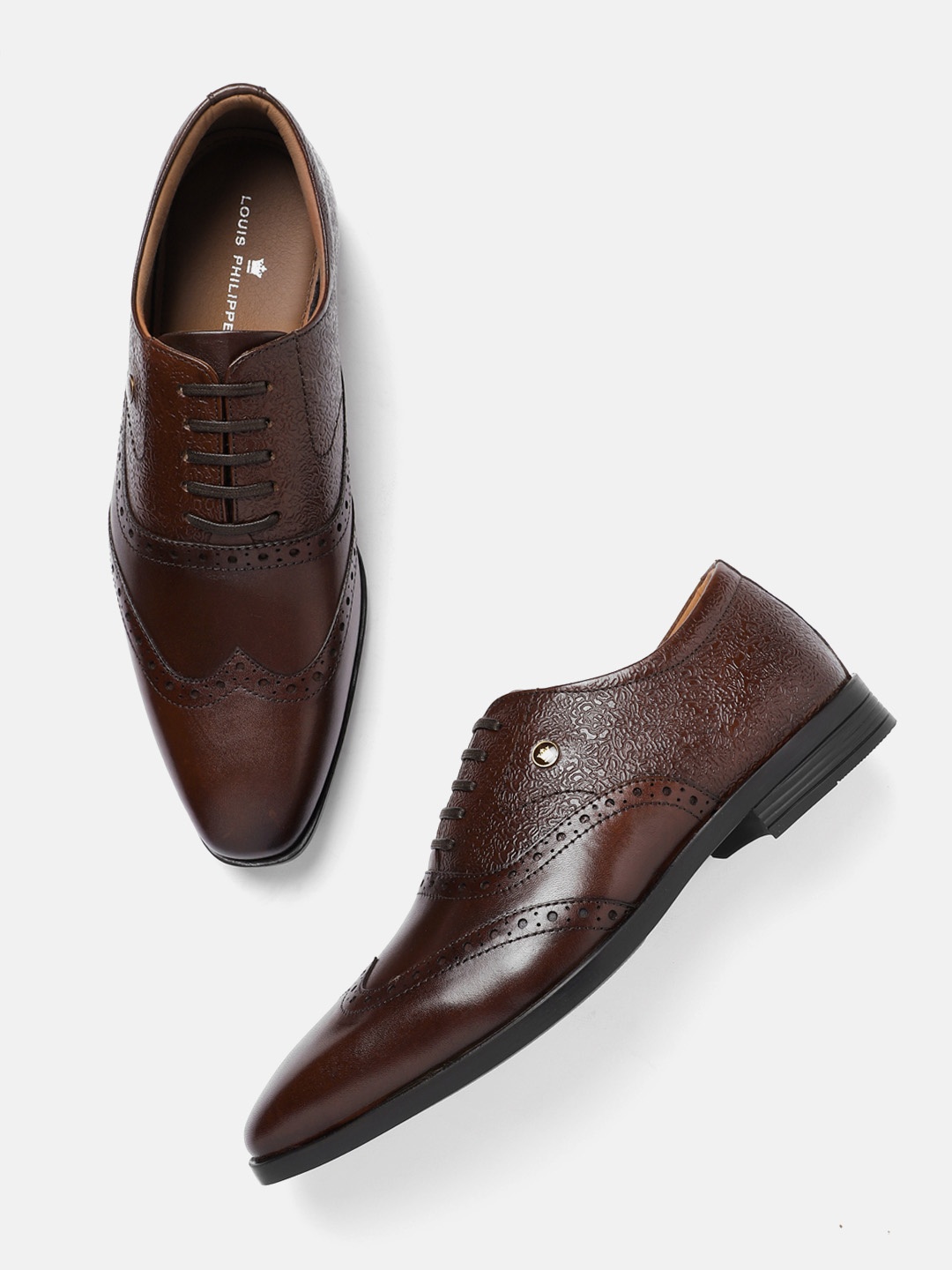 

Louis Philippe Men Formal Leather Brogues, Coffee brown