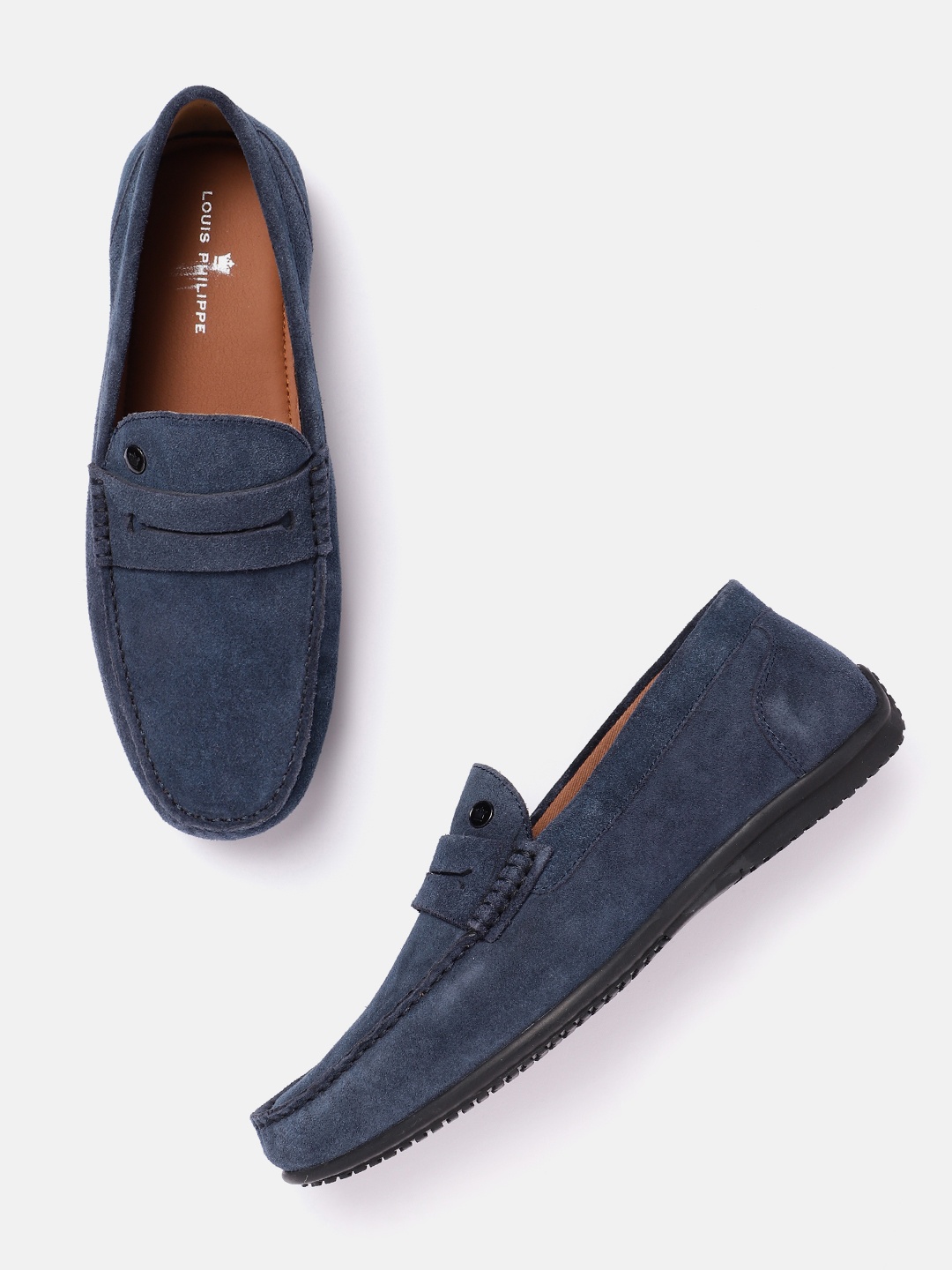 

Louis Philippe Men Textured Suede Loafers, Navy blue