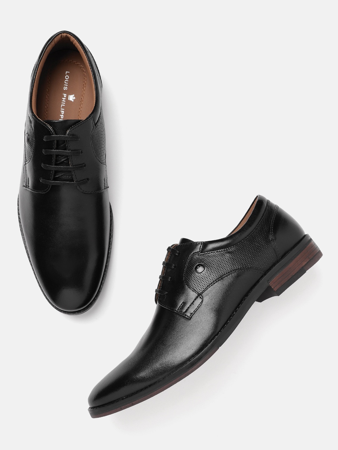 

Louis Philippe Men Leather Formal Derbys, Black