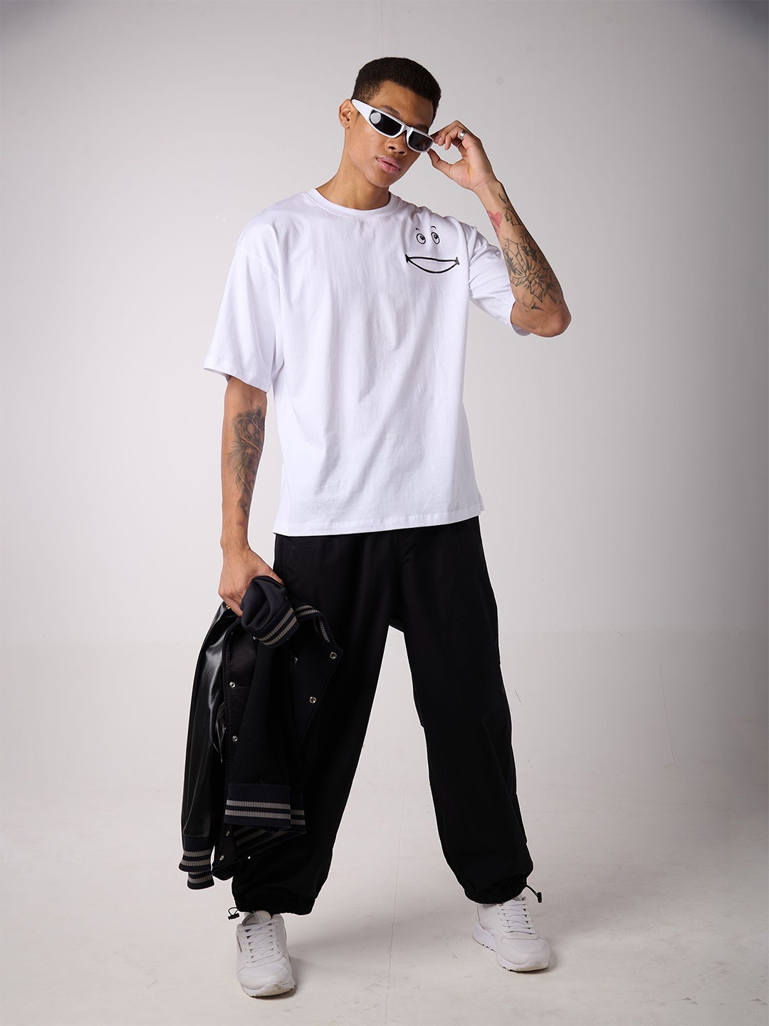 

IZF Men Round Neck Oversized T-shirt, White