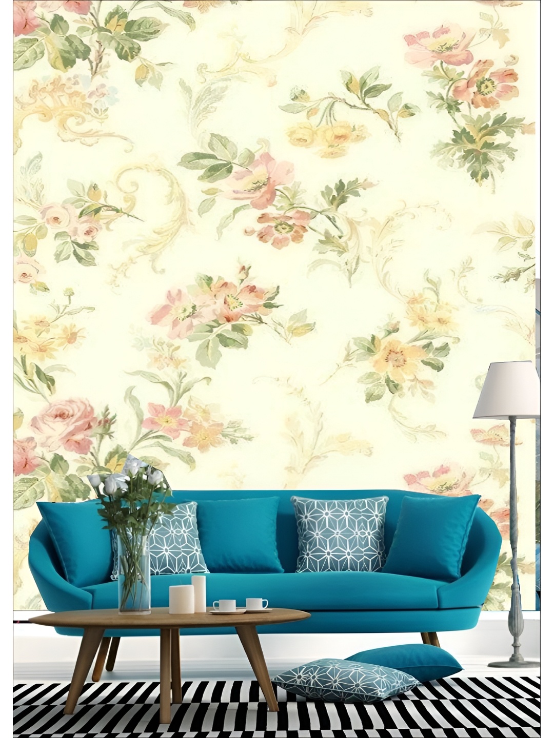 

Aura Cream-Colored & Green Printed Self Adhesive 3D Wall Sticker