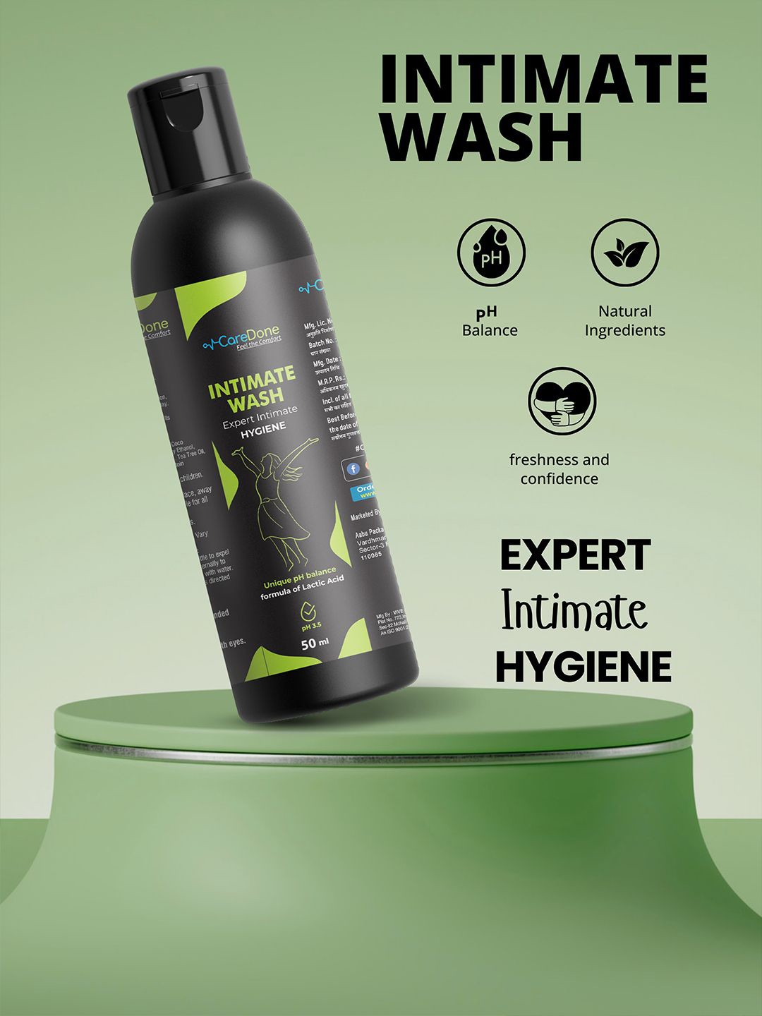 

CareDone Natural Intimate Wash With Tea Tree Oil - 50 ml, Black
