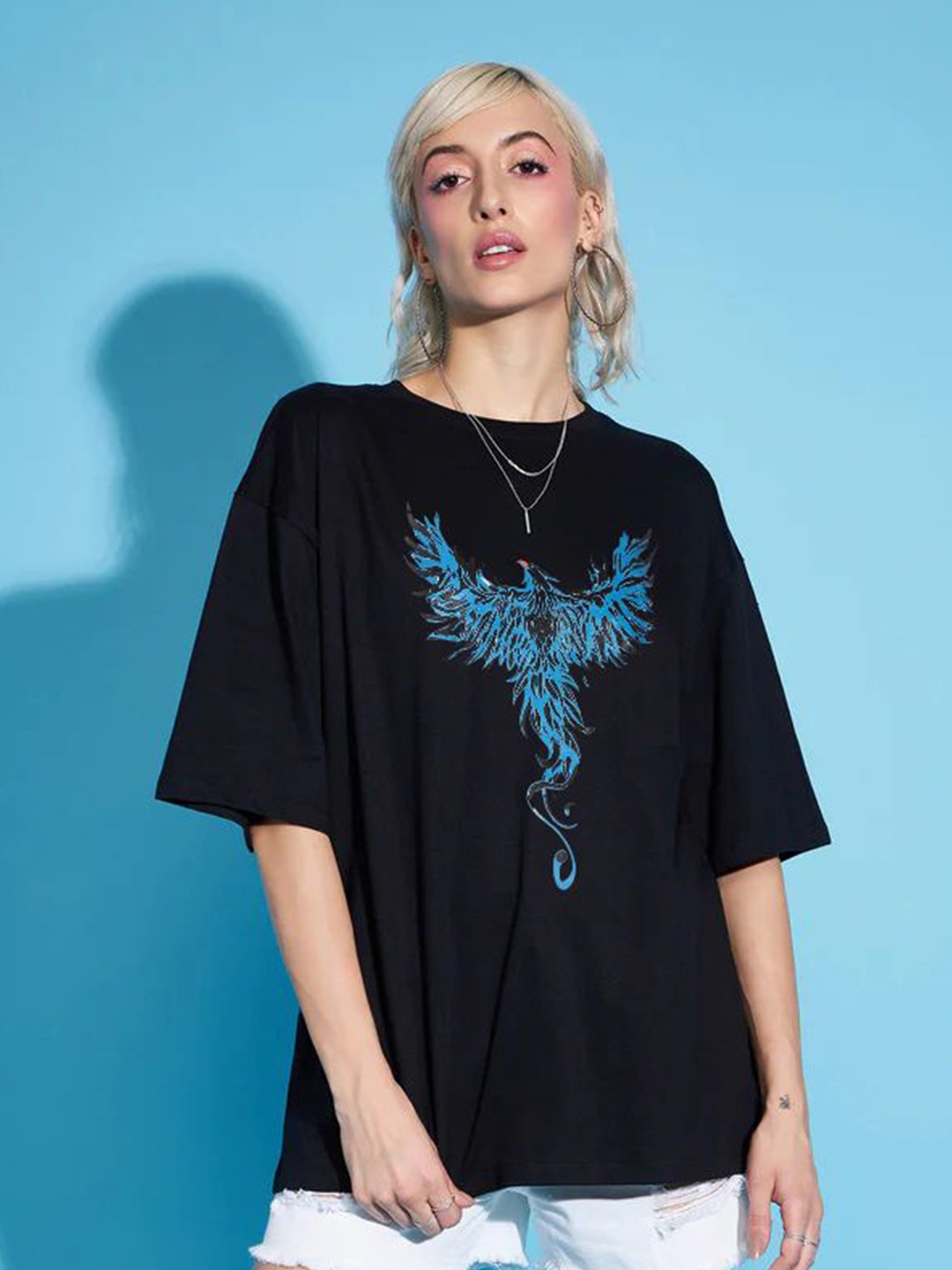 

TRENDY RABBIT Women Graphic Printed Round Neck T-shirt, Black