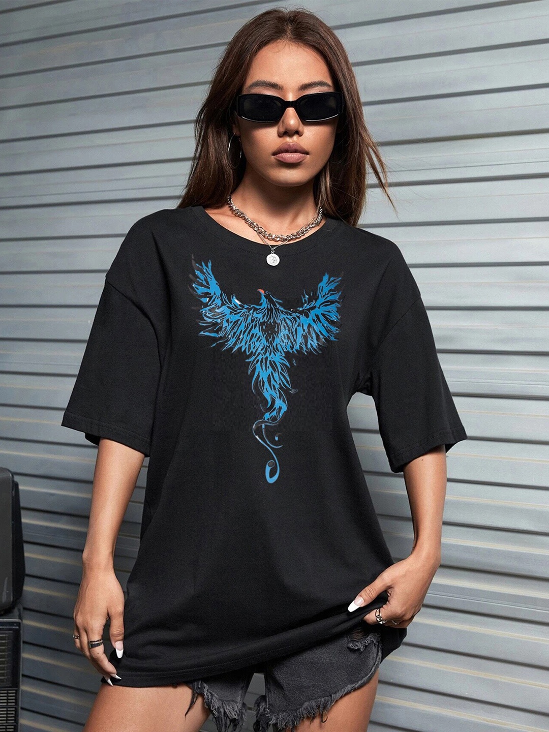 

TRENDY RABBIT Women Graphic Printed Round Neck T-shirt, Black