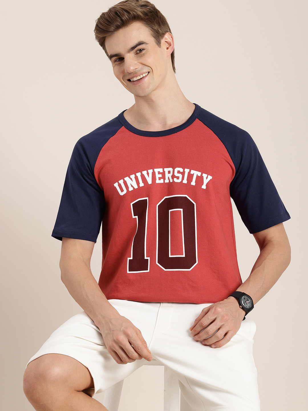 

HERE&NOW Men Typography Printed T-shirt, Maroon