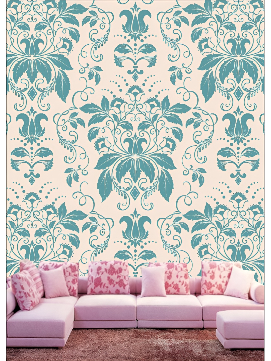 

Aura Cream-Colored & Blue Printed Self-Adhesive Wall Sicker