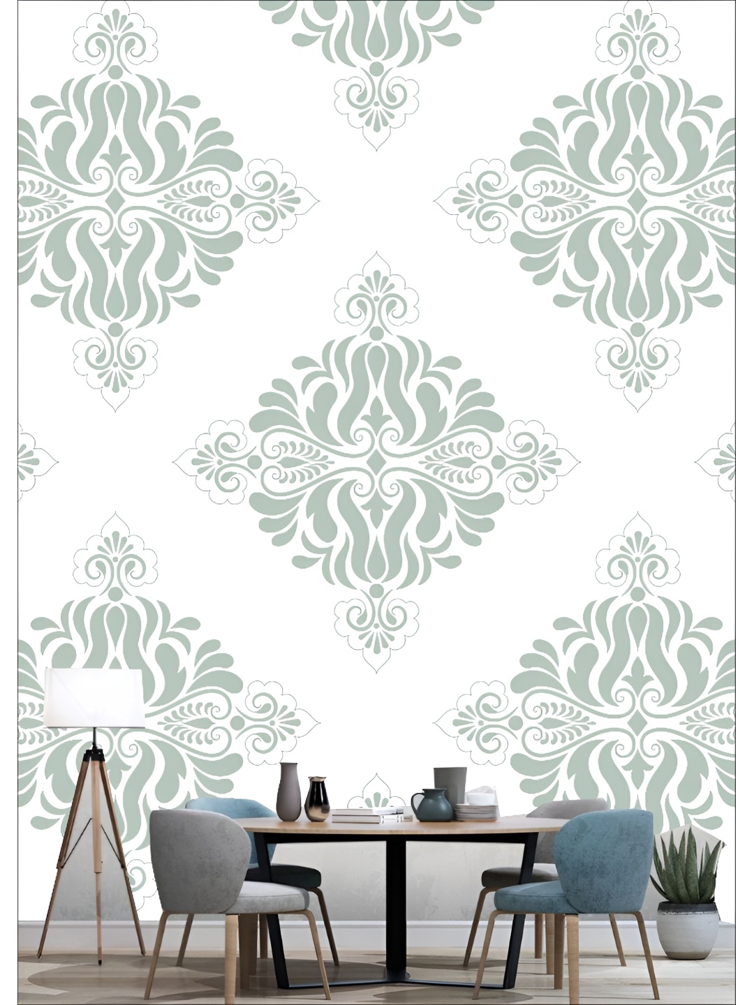 

Aura White & Green Printed Self-adhesive Wall Stickers