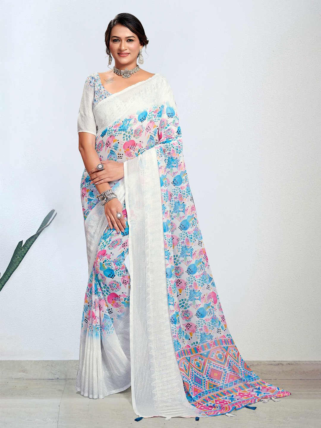 

Mitera Sequinned Embellished Sarees, Blue