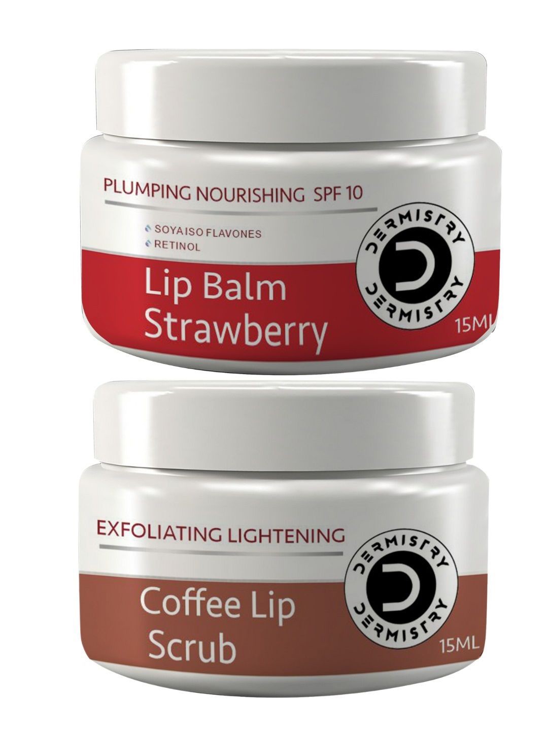 

Vigini Dermistry Strawberry Lip Balm & Coffee Lip Scrub - 15ml Each, Red