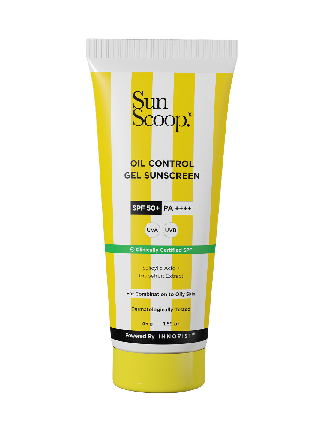 

SunScoop Oil Control Gel Sunscreen SPF50+ PA++++ - 45g, Yellow