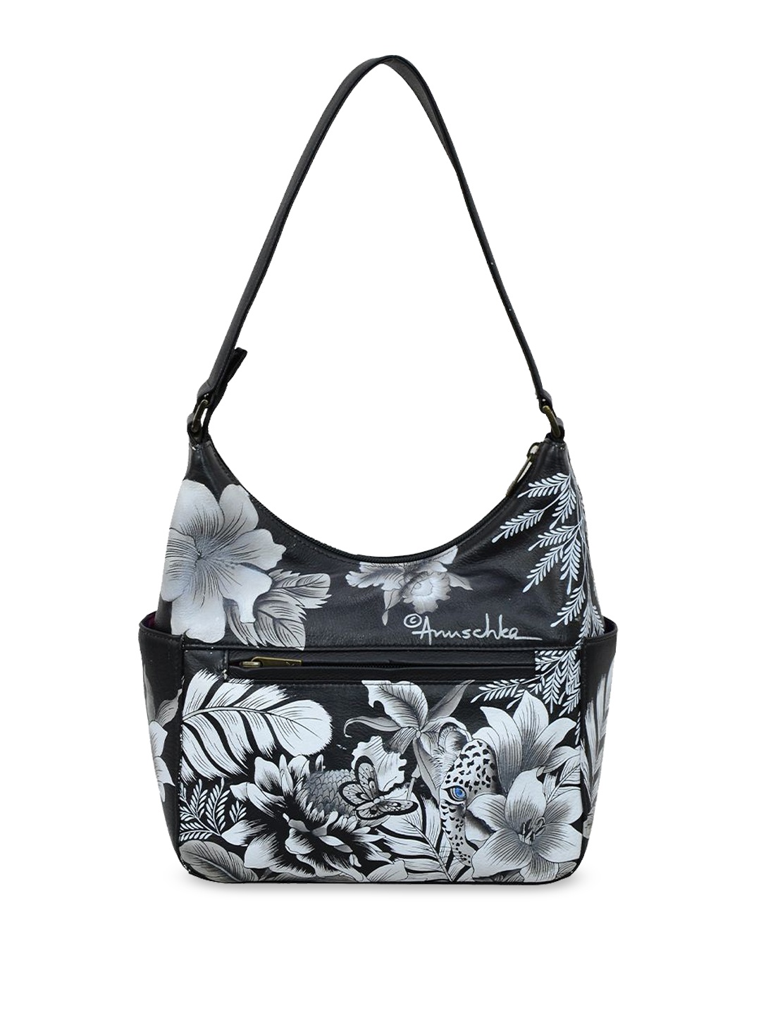

Anuschka Floral Printed Leather Shopper Shoulder Bag with Bow Detail, Black