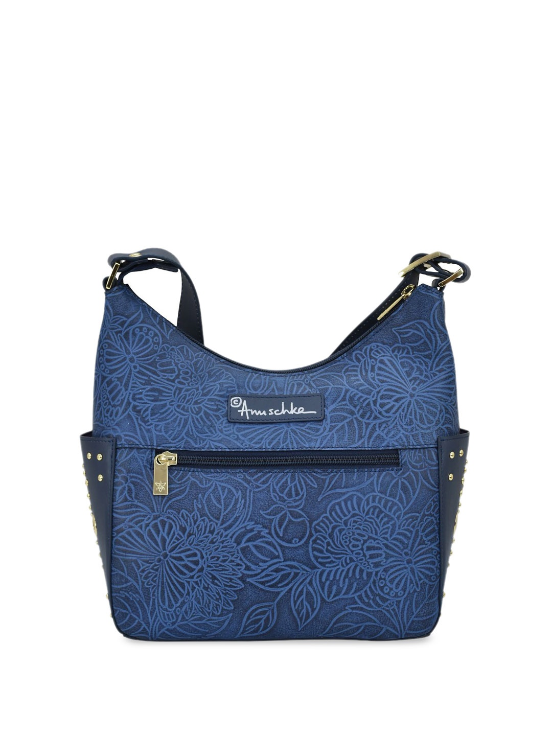 

Anuschka Textured Leather Structured Handheld Bag with Quilted, Blue