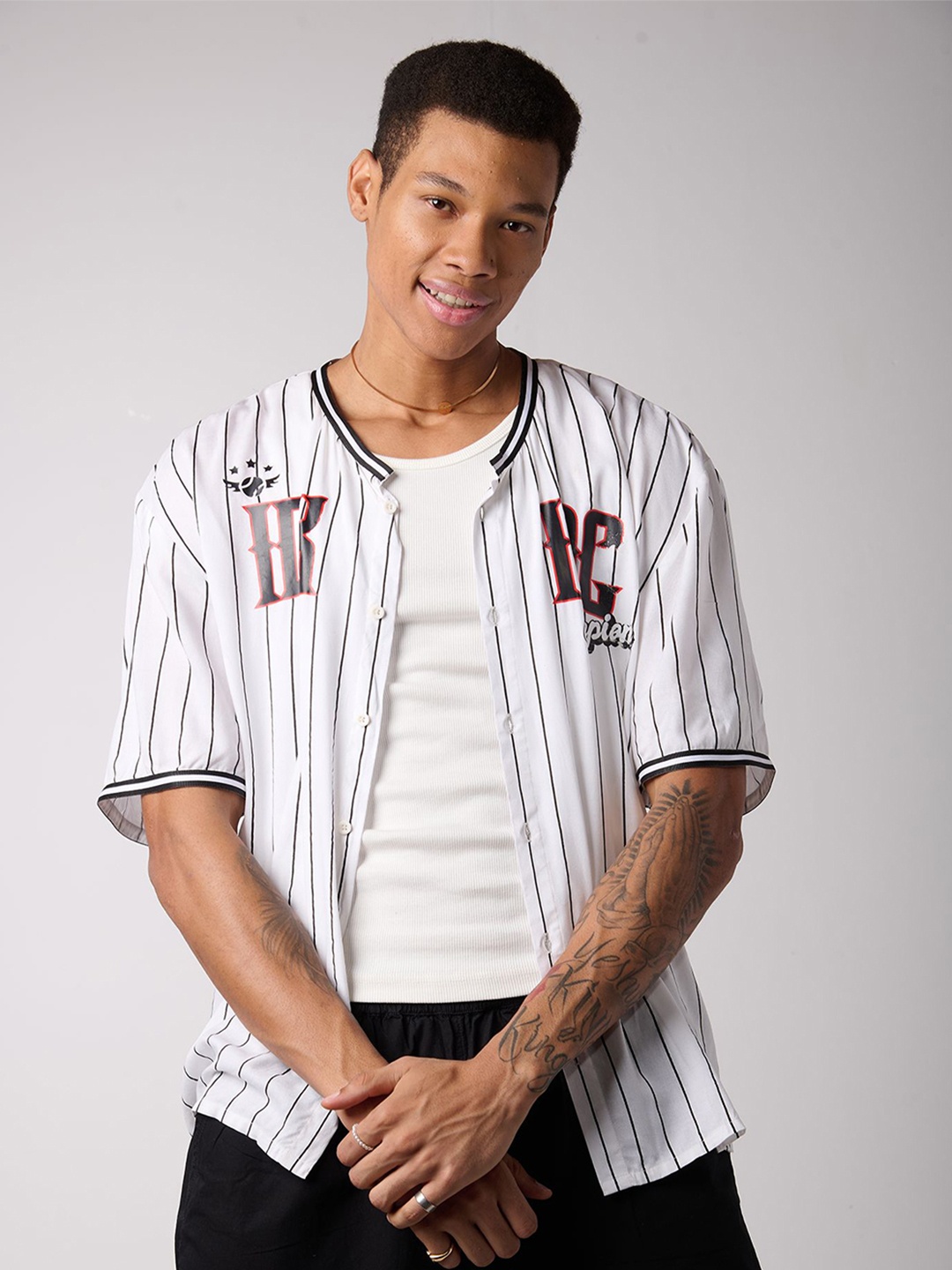 

IZF Men Opaque Striped Casual Shirt, White
