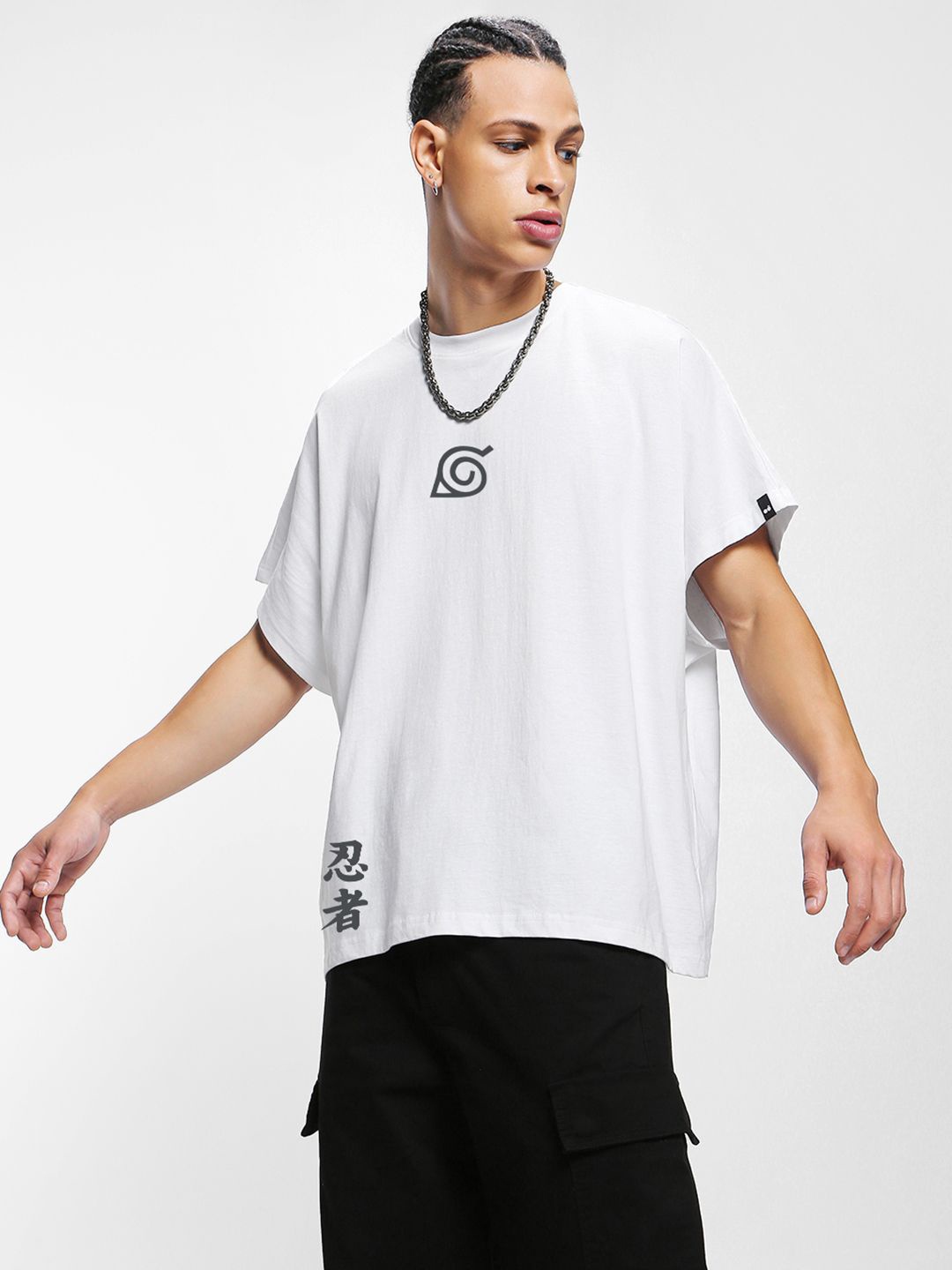 

Bewakoof Men Kakashi Graphic Printed Pure Cotton T-shirt, White