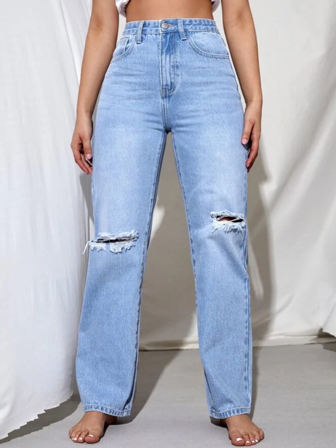 

BLACK SCISSOR Women Mildly Distressed Heavy Fade Jeans, Blue