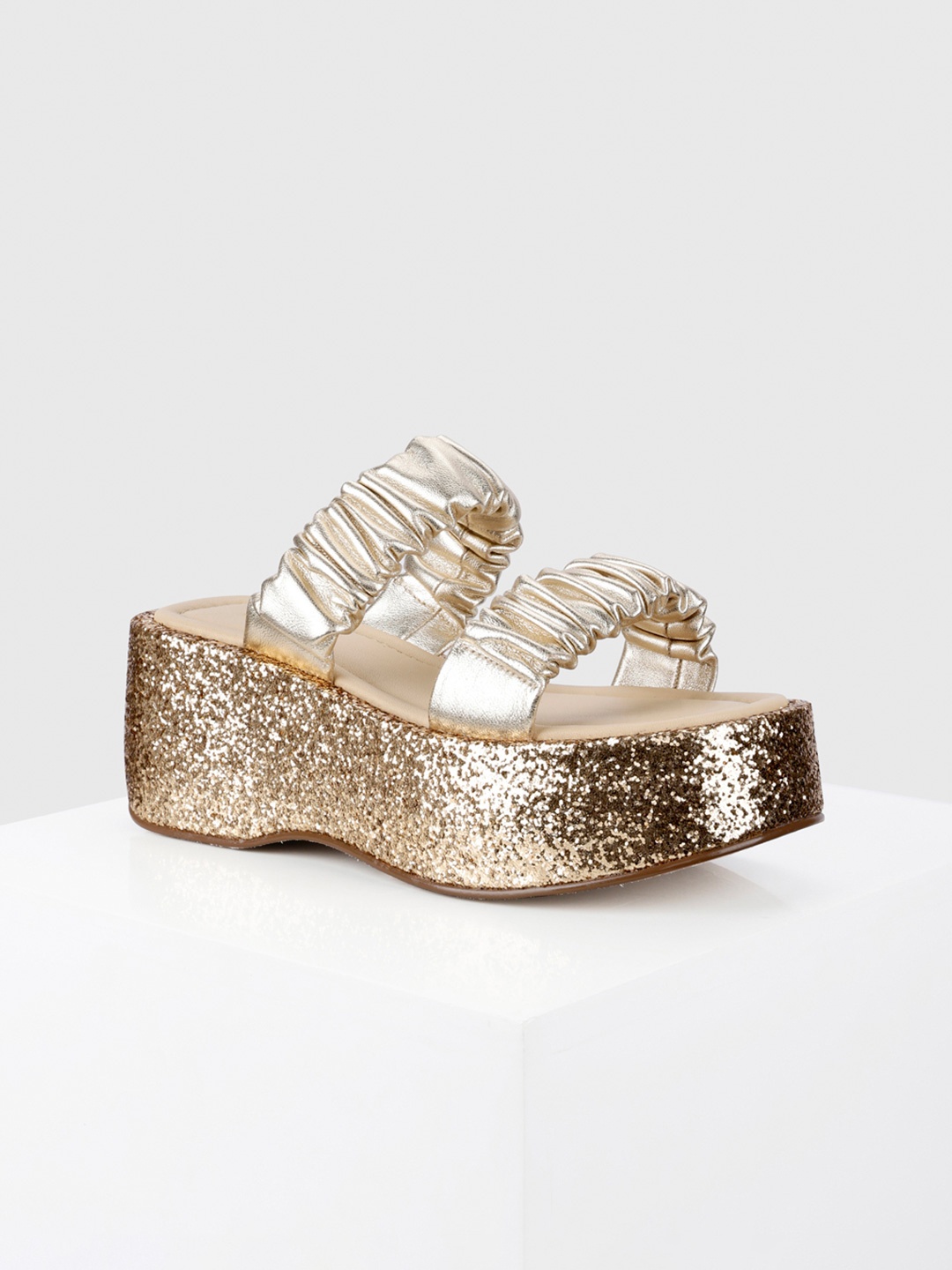 

Oroh Embellished Leather Party Flatform, Gold