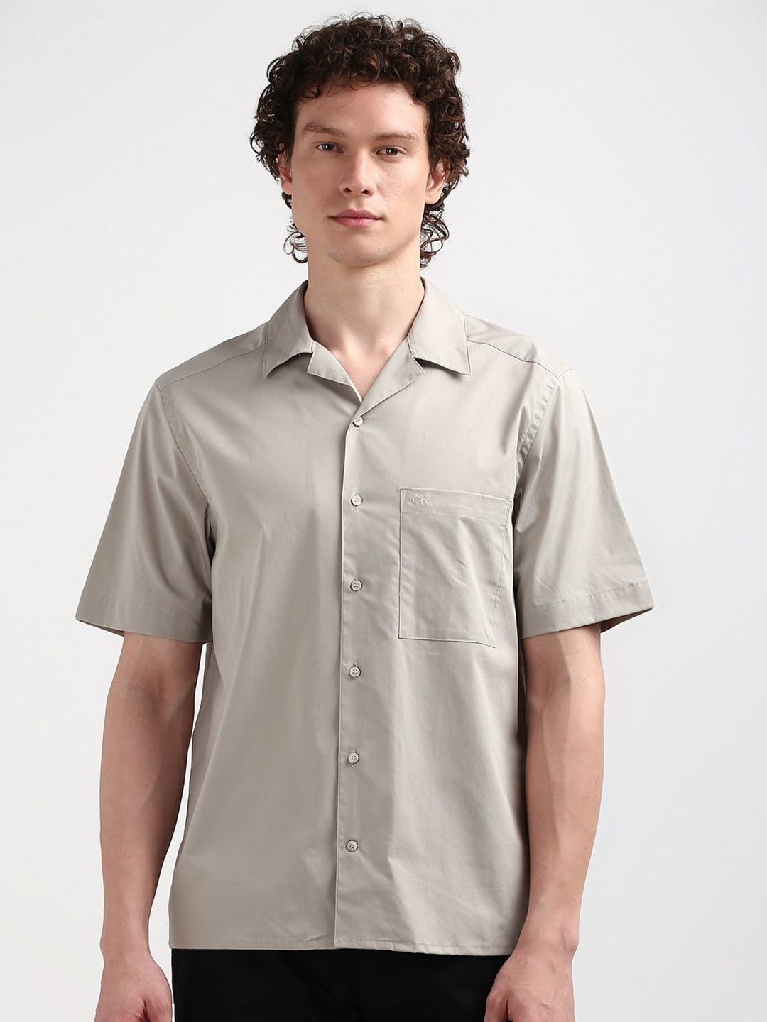 

Calvin Klein Jeans Men Boxy Opaque Casual Shirt, Beige