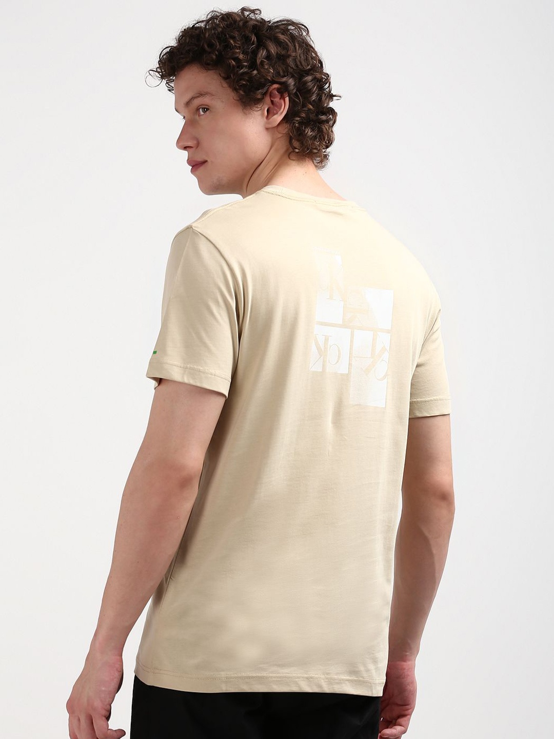 

Calvin Klein Jeans Men Round Neck Printed Cotton T-shirt, Beige