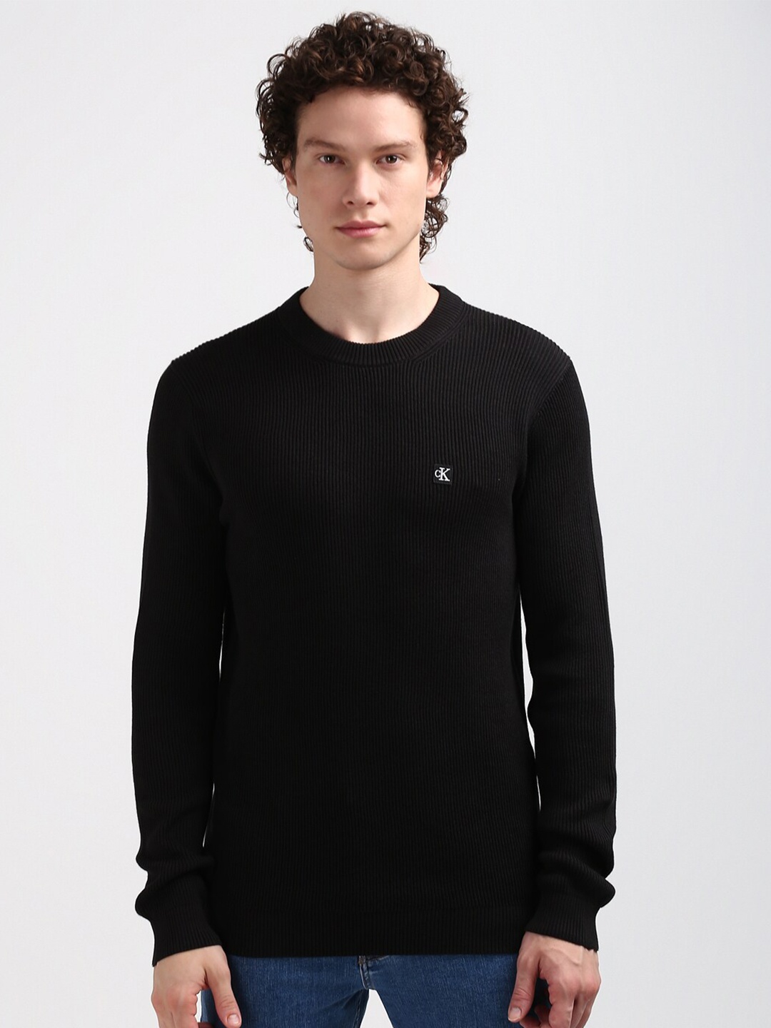 

Calvin Klein Jeans Men Striped Pullover, Black