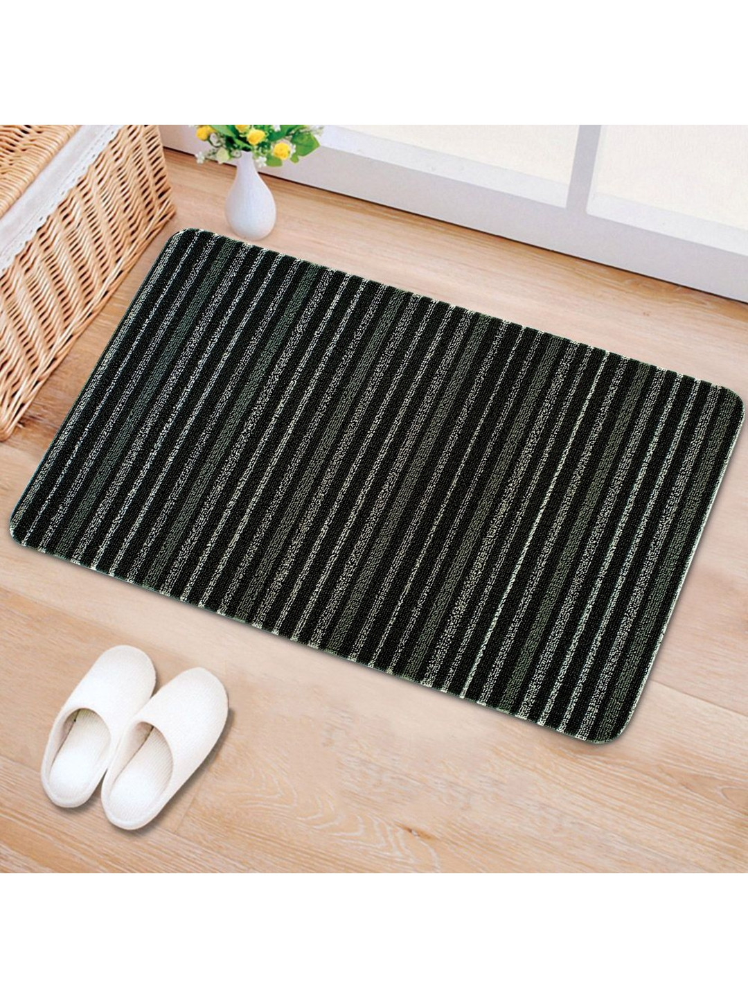 

Freelance Black Striped Anti-Skid Doormat - 2300 GSM