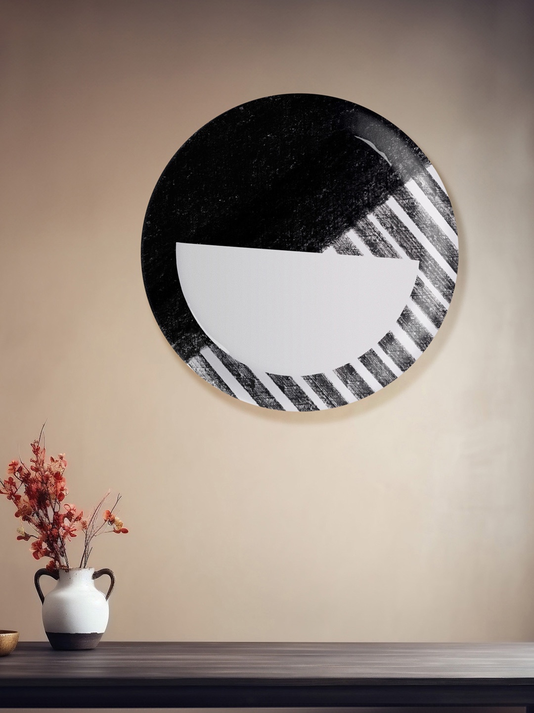 

nestroots Black & White Ceramic Wall Decor Plate