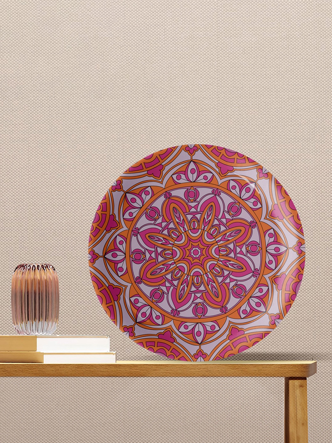 

nestroots Pink & Orange Printed Ceramic Wall Plate