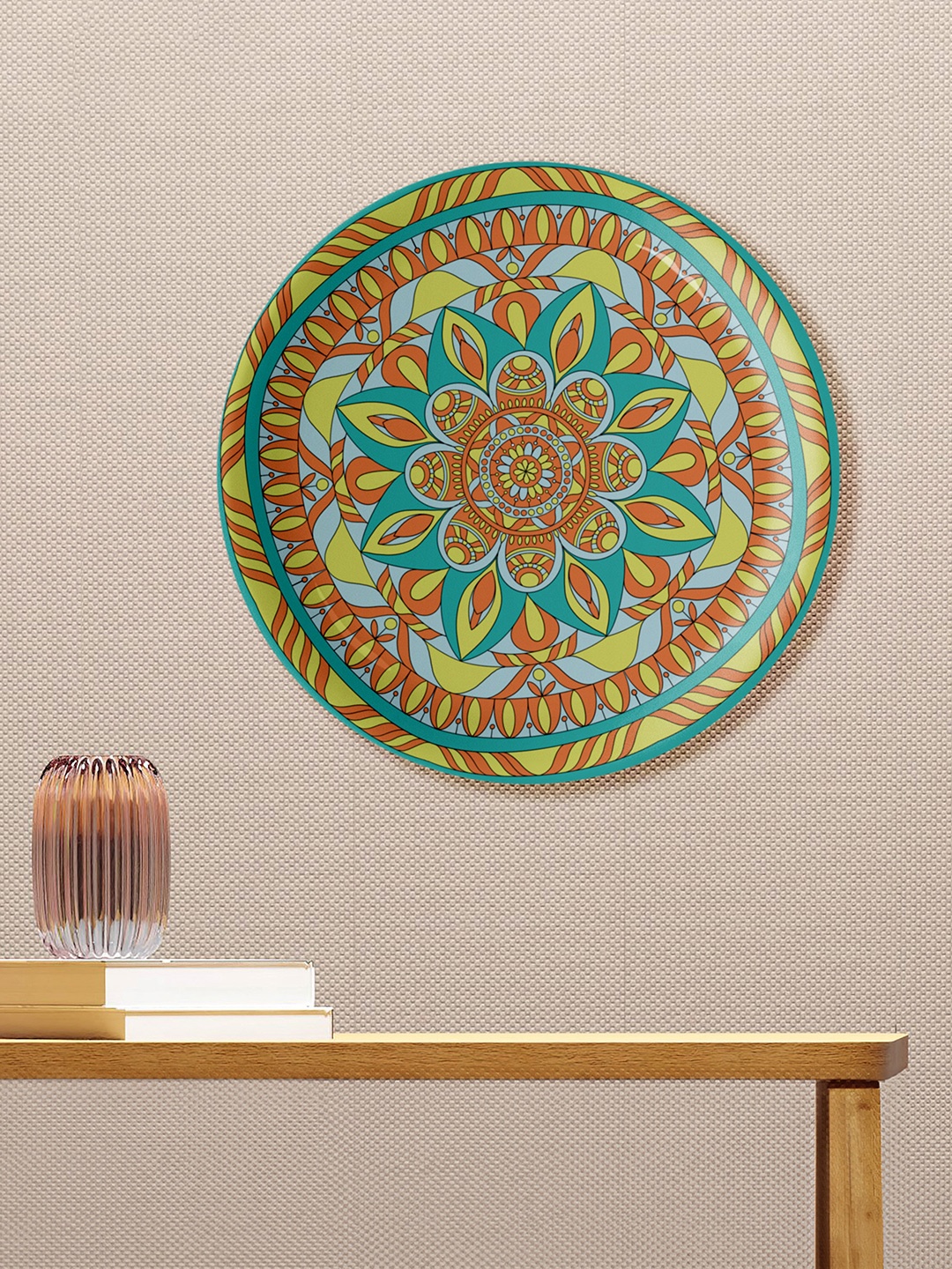 

nestroots Blue & Red Soulful Circles Mandala Wall Plate