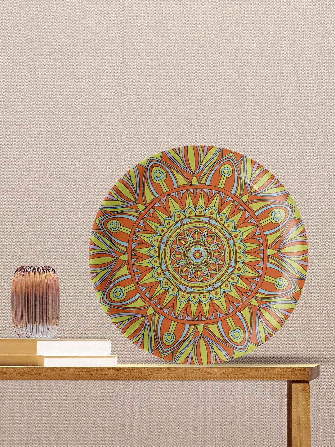 

nestroots Orange-Colored & Red Printed Porcelain Wall Decor Plate