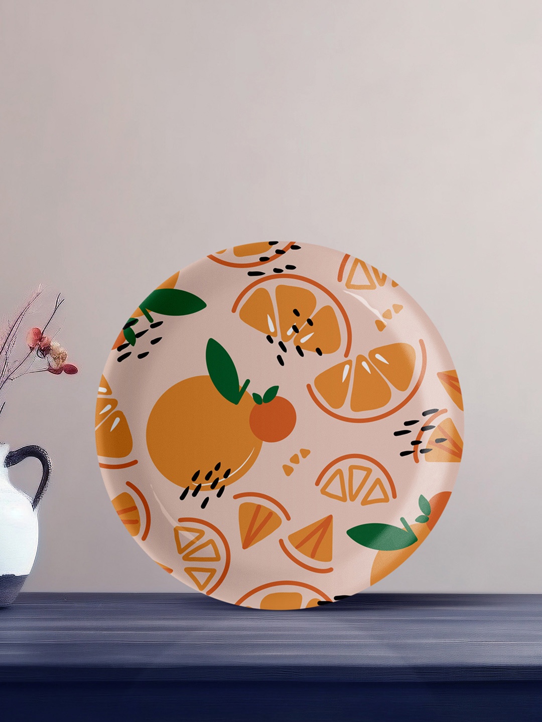 

nestroots Orange Coloured Printed Ceramic Wall Hangings