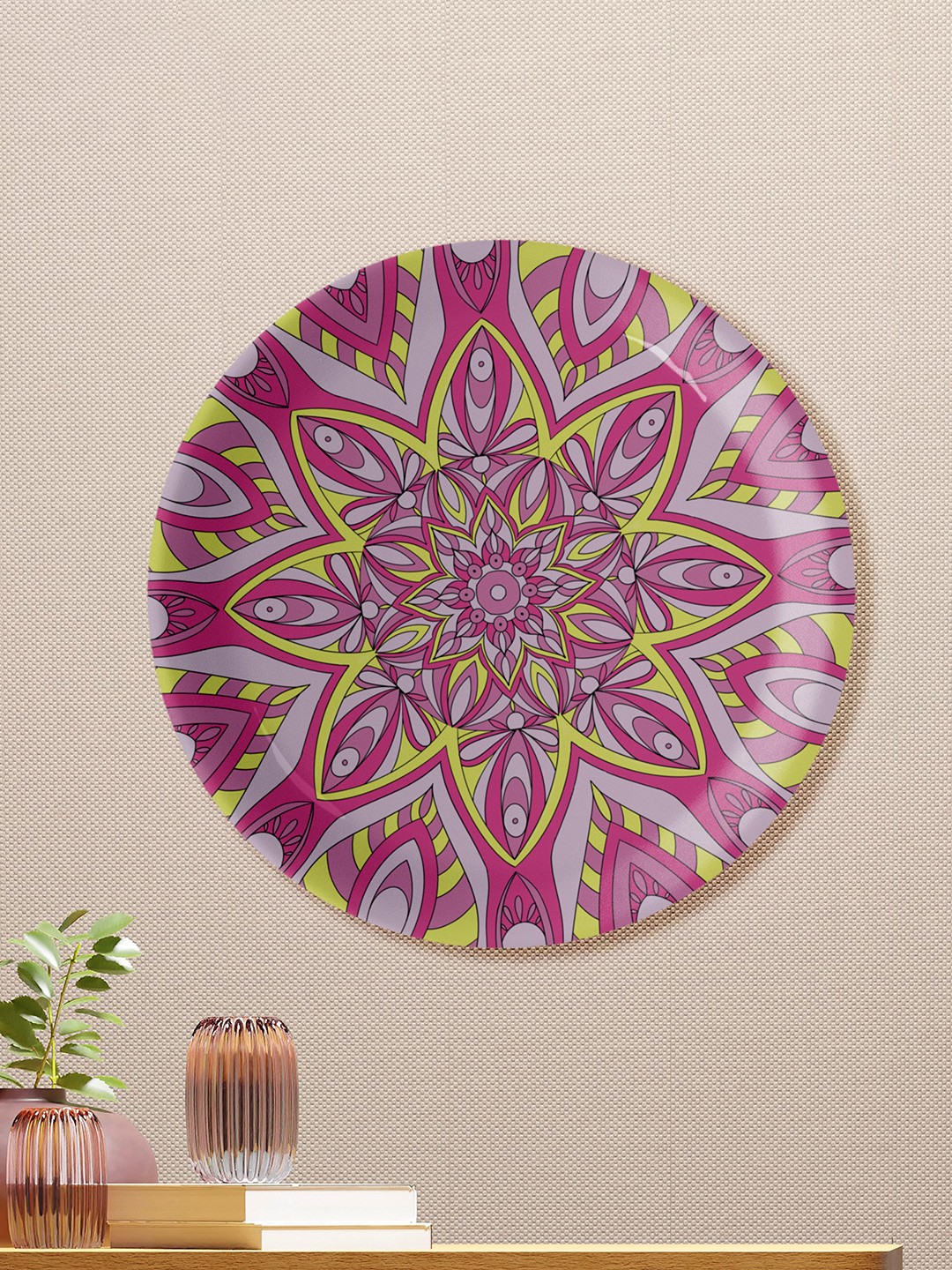 

nestroots Purple & Green Printed Ceramic Wall Plates