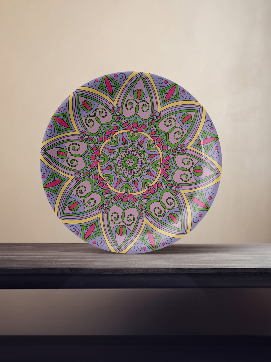 

nestroots Purple & Green Printed Round Shaped Porcelain Wall Decor Plate