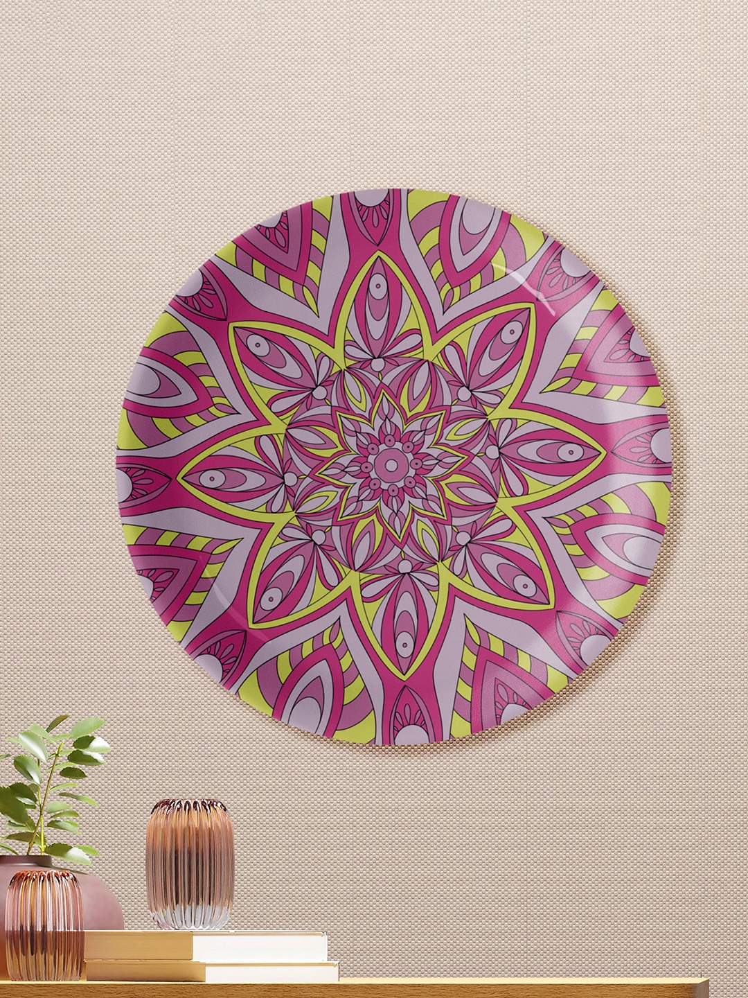 

nestroots Purple & Yellow Printed Ceramic Wall Decor Plate