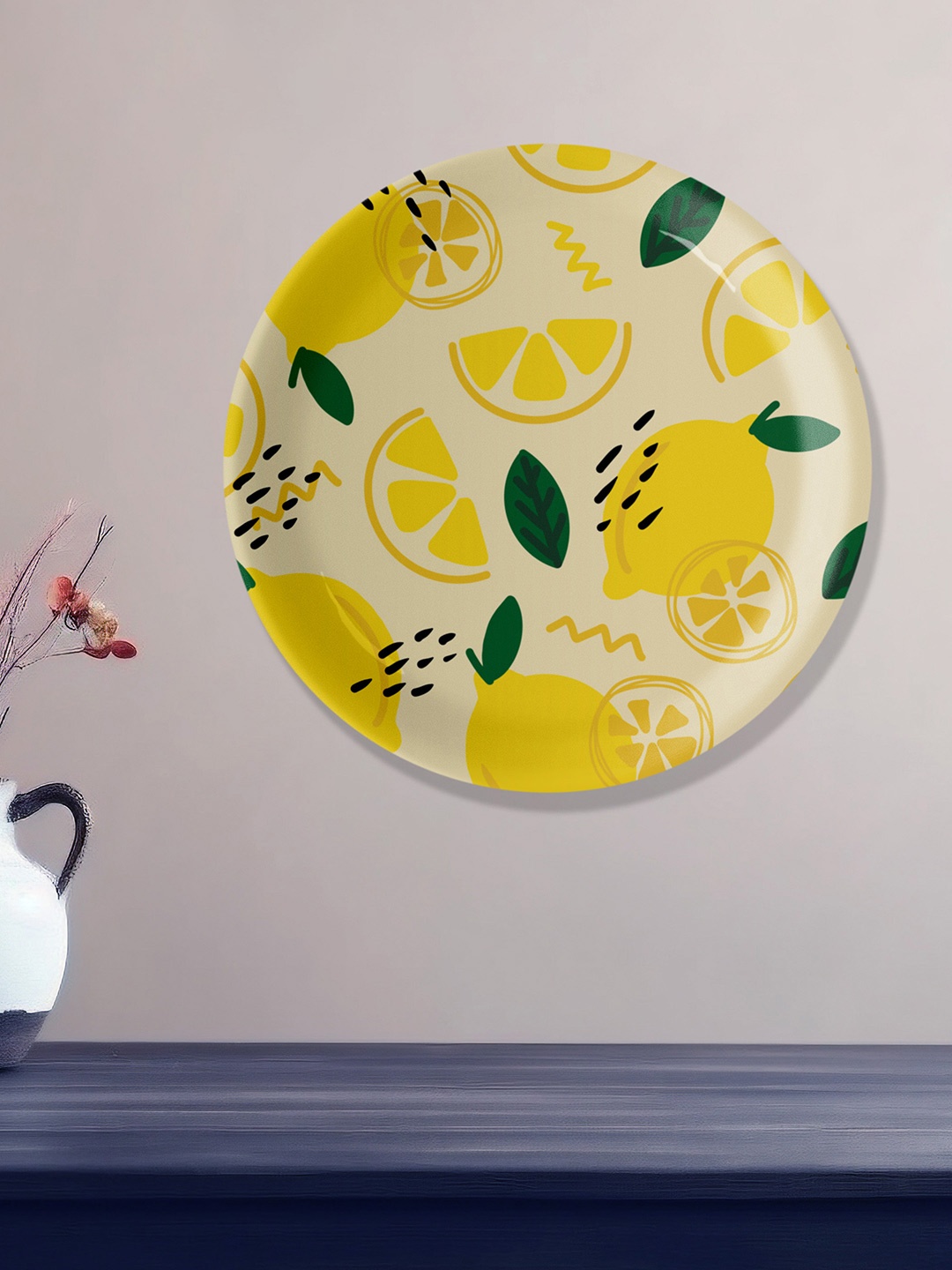 

nestroots Yellow & Green Printed Porcelain Wall Decor Plate